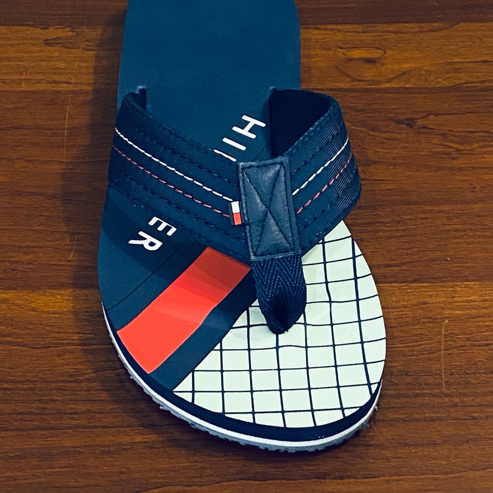 ๐10xHP๐Tommy Hilfiger Dre Navy Logo Flip Flops - Picture 3 of 10